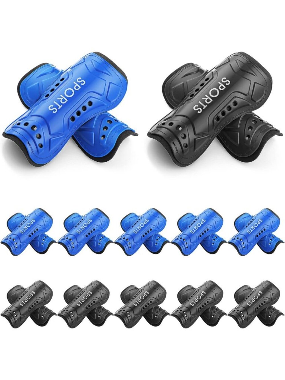 Youth Soccer Shin Guards - 12 Pairs, Lightweight, Durable Protection for Kids
